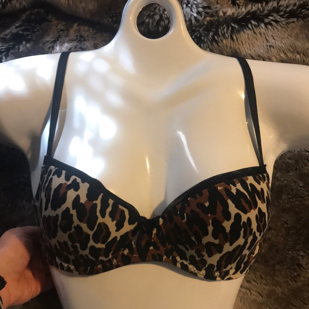 Leopard cotton/mesh bra